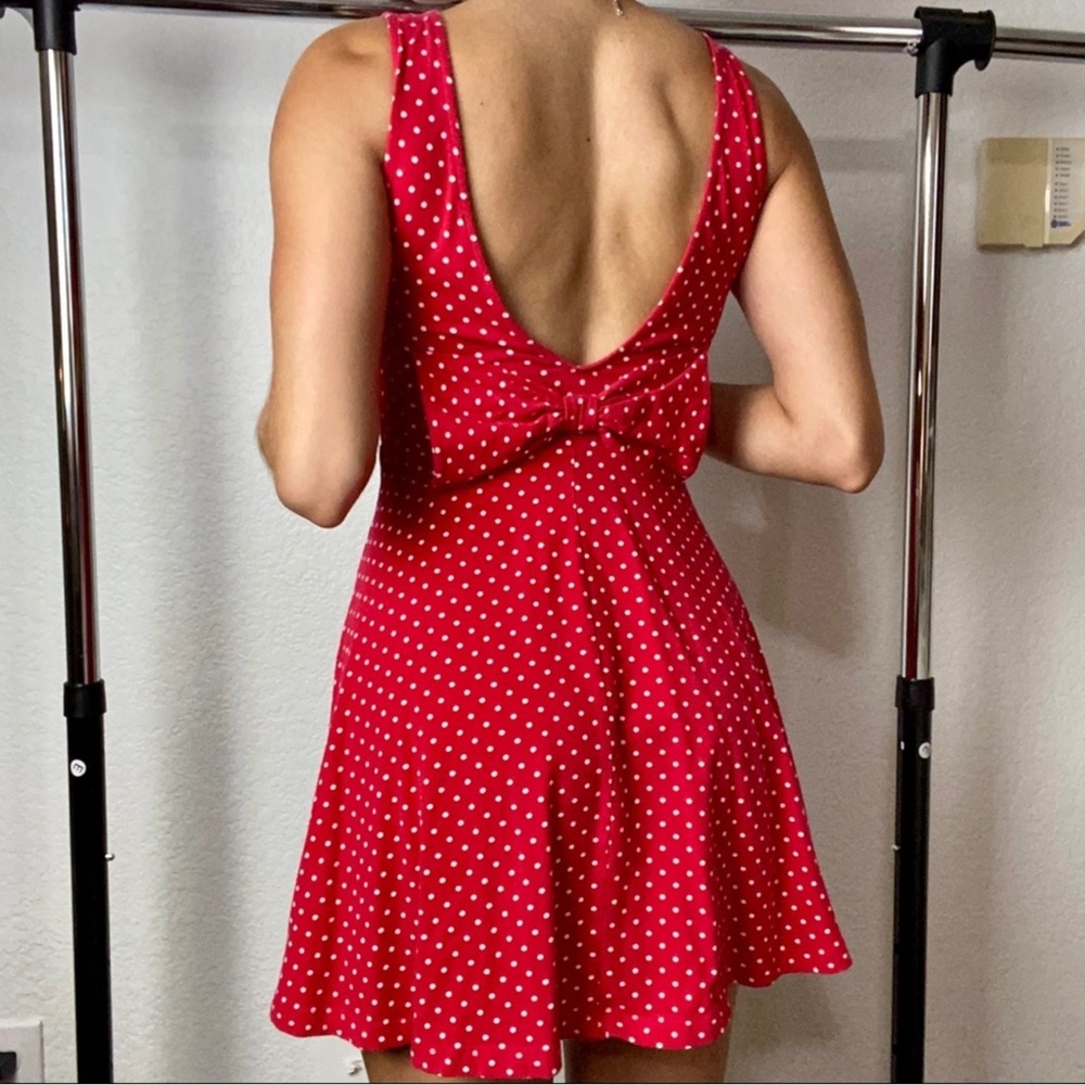 Forever 21 Red Backless Polka Dot Dress